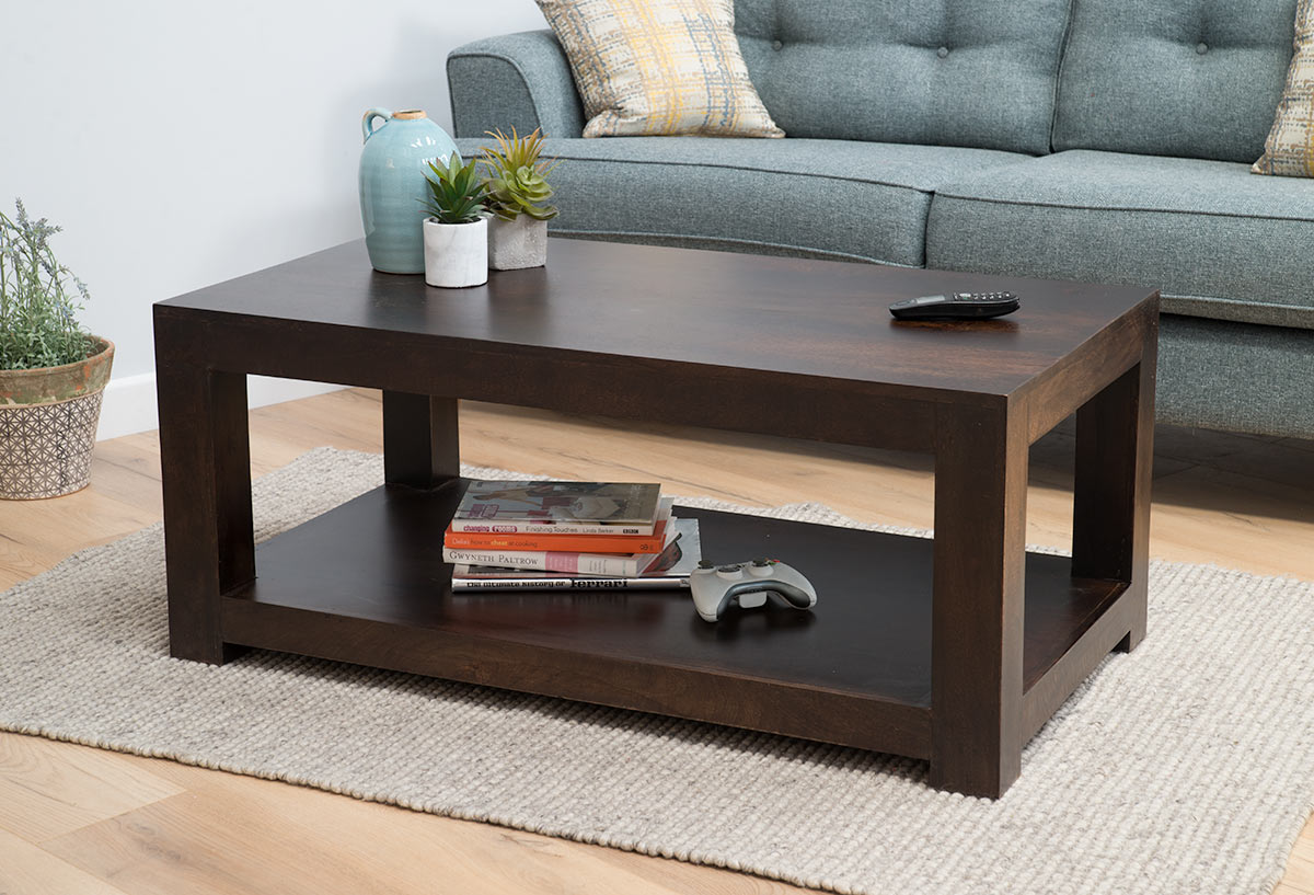 Home Furniture Diy Solid Dark Walnut, Table Living Room