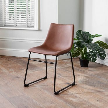 Verona Leather Dining Chair - Brown