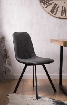 Chicago Leather Dining Chair - Charcoal Grey