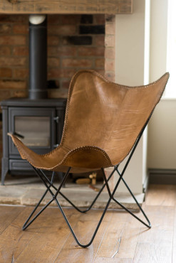 Leather Butterfly Chair - Tan
