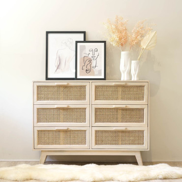 Hygge Cane & Mango Large Chest of Drawers
