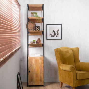 Imari Industrial Mango Slim Modular Storage Bookcase