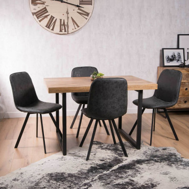 Chicago Industrial Mango 4-Seater Dining Set - Charcoal Grey