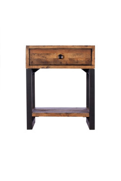 Brooklyn Industrial Side Table with Drawer