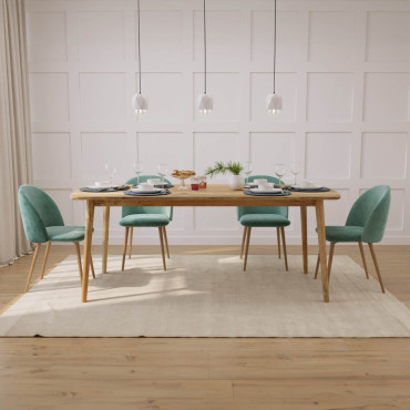 Oslo Light Mango 6-Seater Dining Set (150cm) - Sophia Velvet Chairs (Duckegg)