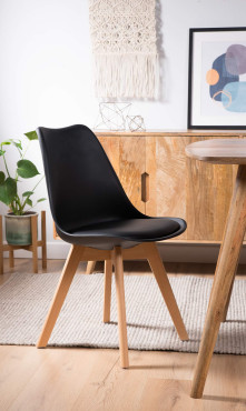 Scandi Pyramid Dining Chair With Pad - Black