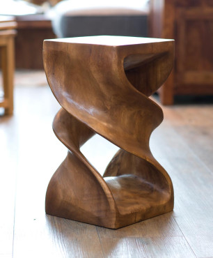 Solid Double Twist Stool - Waxed
