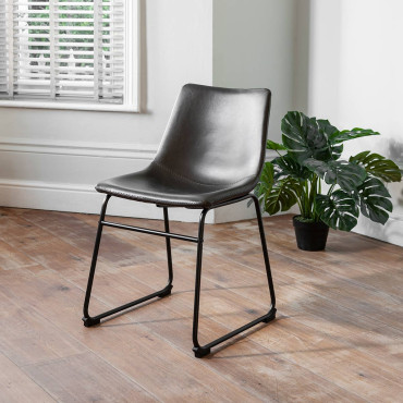 Verona Leather Dining Chair - Grey