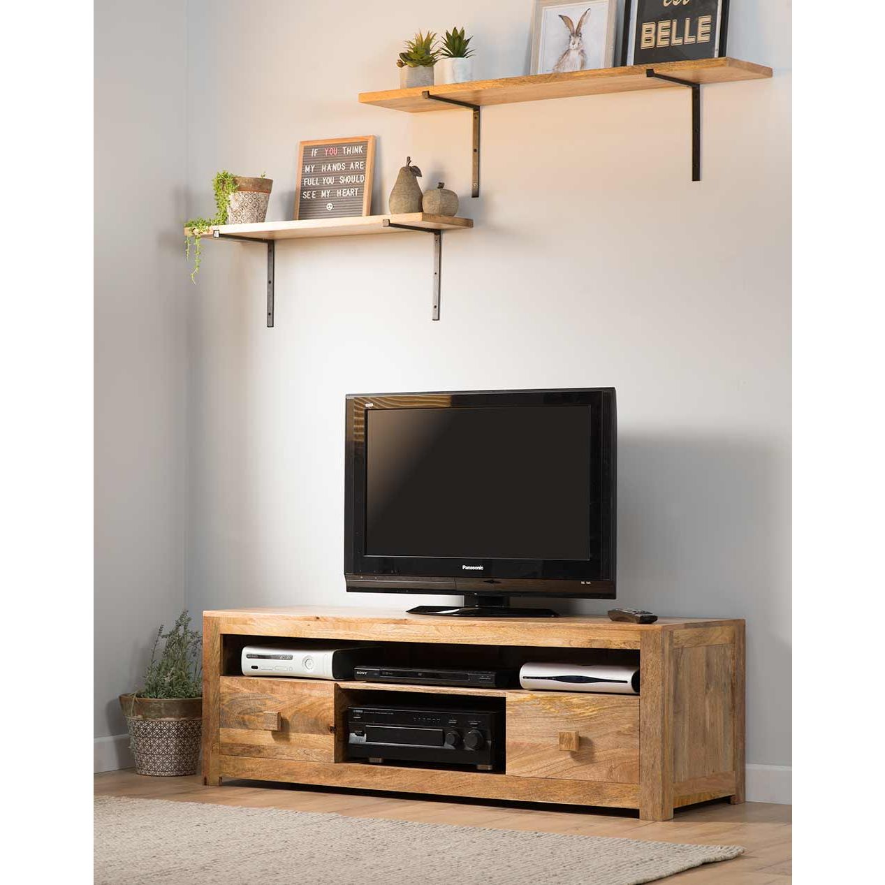 Casa Bella Furniture 160cm Solid Light Mango Wide TV Unit Media/Hi-Fi Handmade